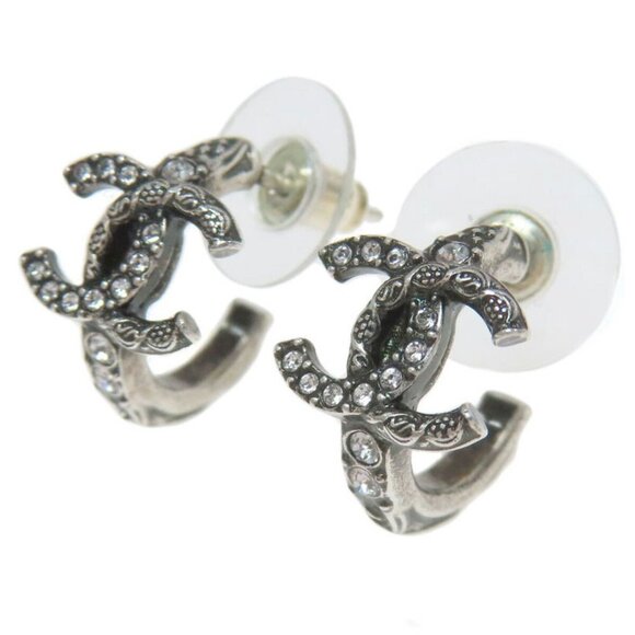 CHANEL Silver Logo Earrings - Picture 1 of 7